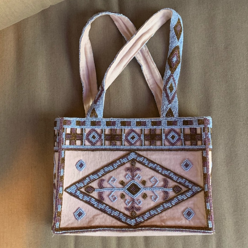 Pink beaded Hanoi handmade purse